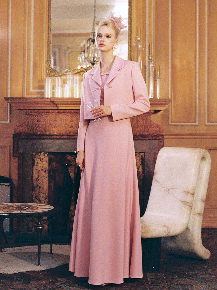 Soft Pink Bow Camisole Trailing Maxi Dress