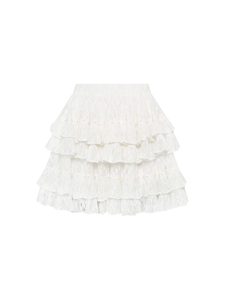 Lace Tiered Midi Skirt