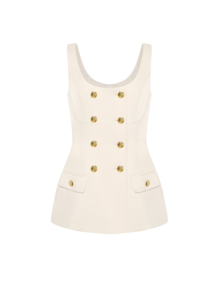 Apricot Camisole Top with Gold Buttons