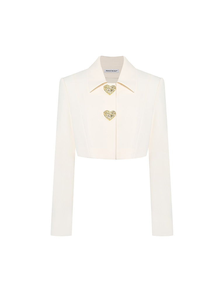 Short Blazer Coat With Heart Gold Buttons