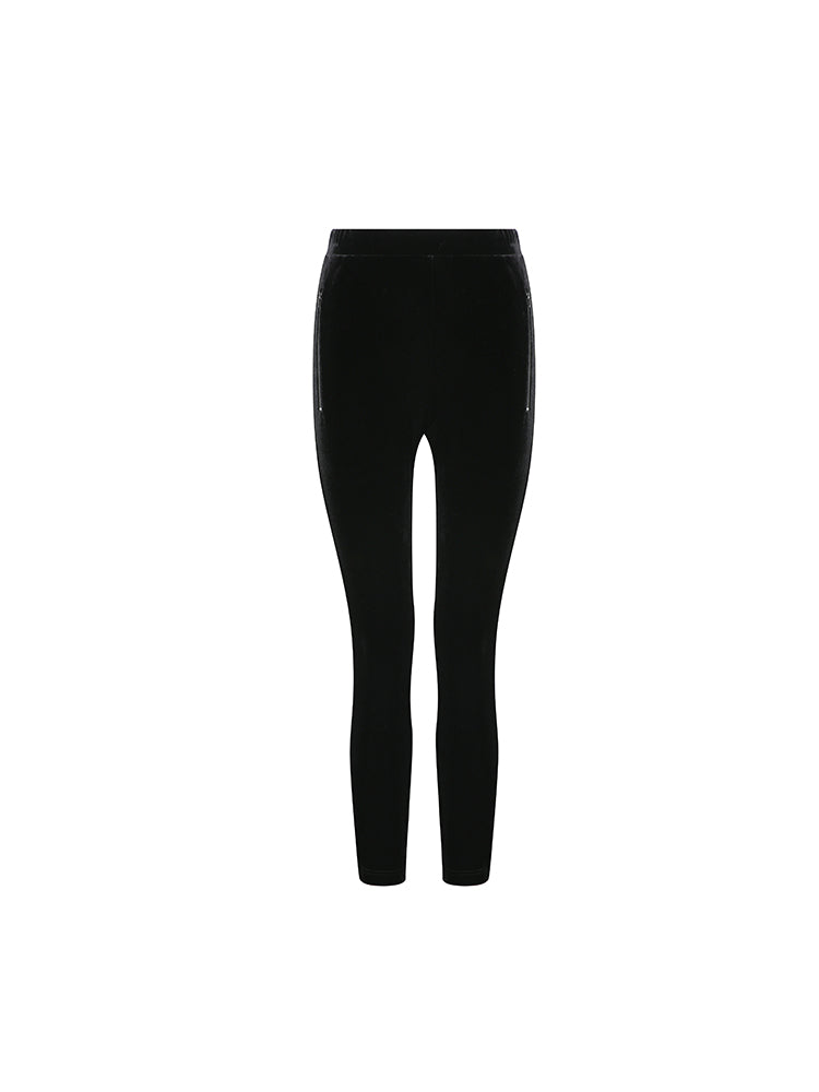 Black Velvet Pencil Pants