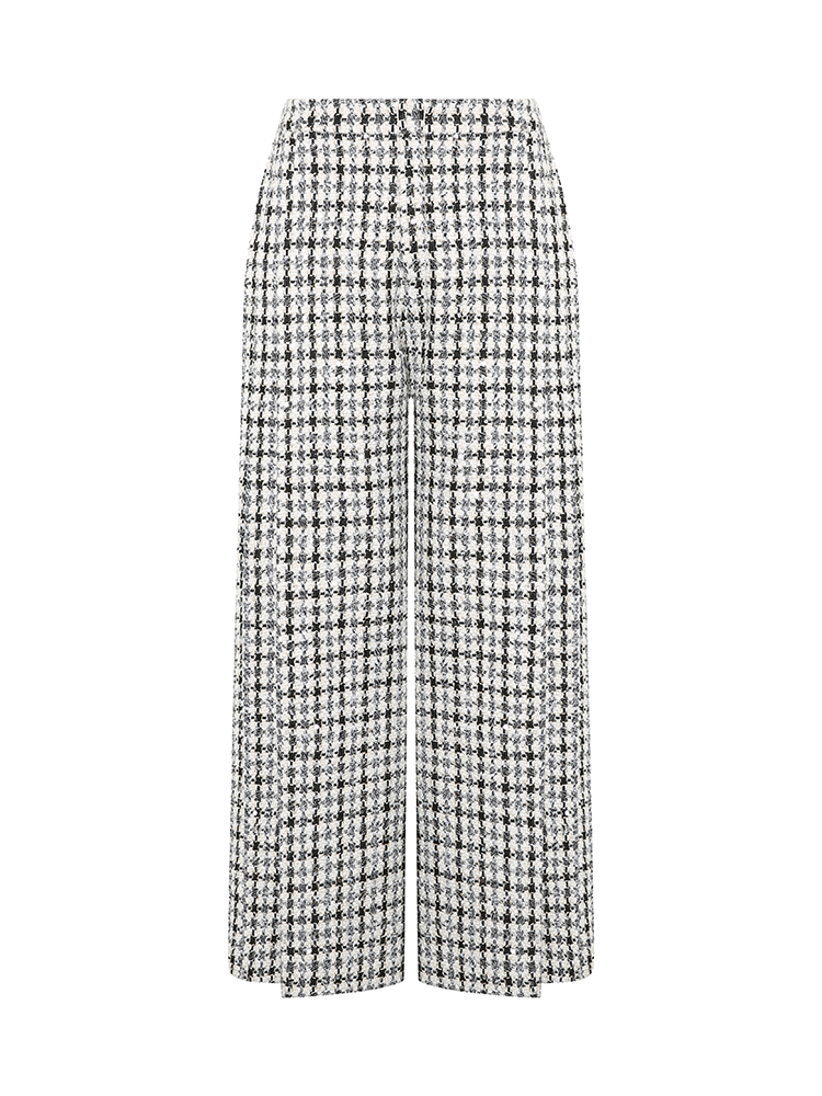 Plaid Trousers with Draping Effect
