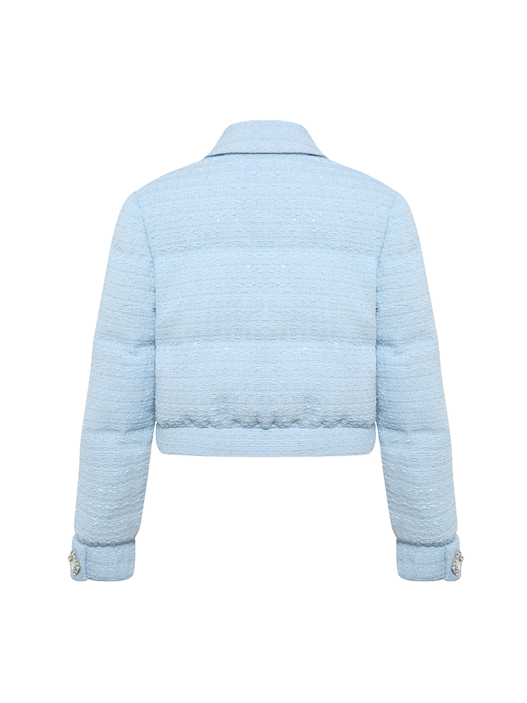 Blue Bow Diamond Buckle Down Jacket