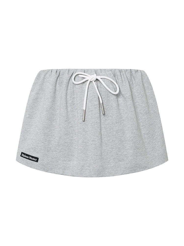 Gray Cotton Mini Skirt