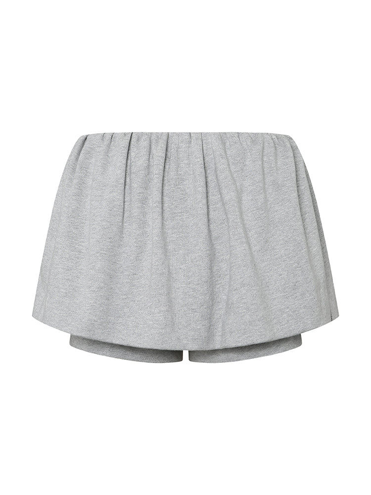 Gray Cotton Mini Skirt