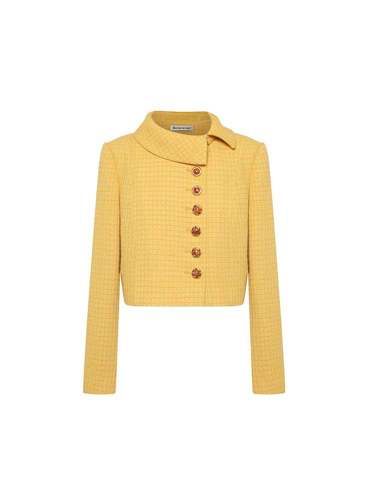 Tweed Yellow Short Coat