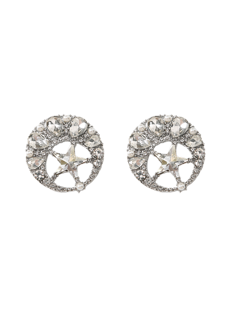 Pentagram Rhinestone Stud Earrings