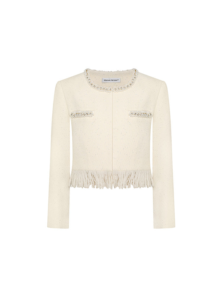 Off-white Beaded Chain Fringe Jacket