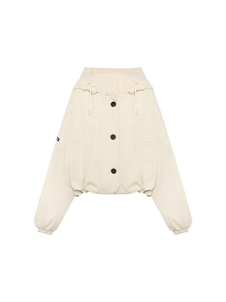 Off-White Short Jacket with Wide Lapels