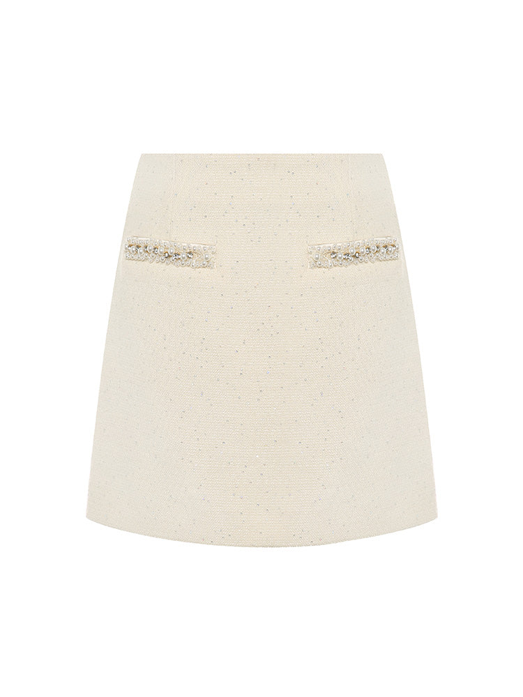 Off-white Beaded Chain Mini Skirt